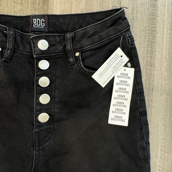 NWT BDG Urban Outfitters Girlfriend High Rise Button Black Denim Jeans - Picture 4 of 6